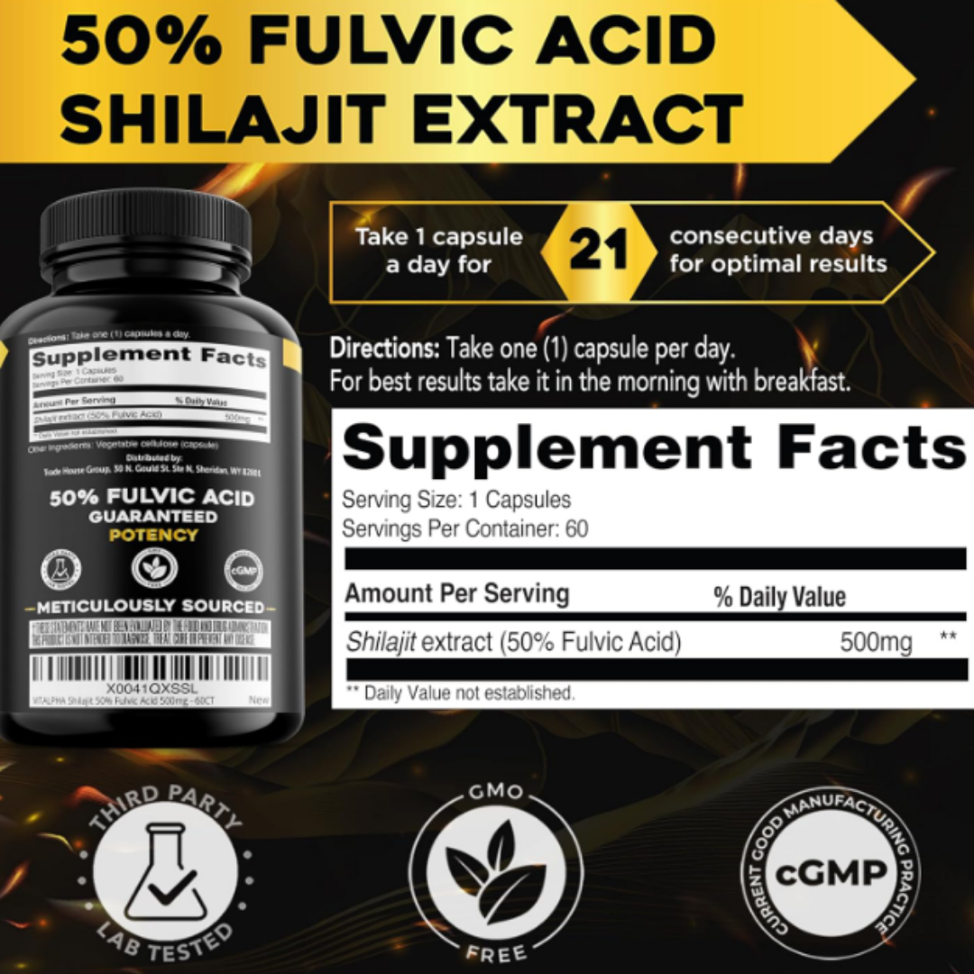 SHILAJIT™ SUPLEMENTO 100% PURO DEL HIMALAYA (60 cápsulas). ¡La resina del Himalaya que te da fuerza, aumenta tu energía y vitalidad!