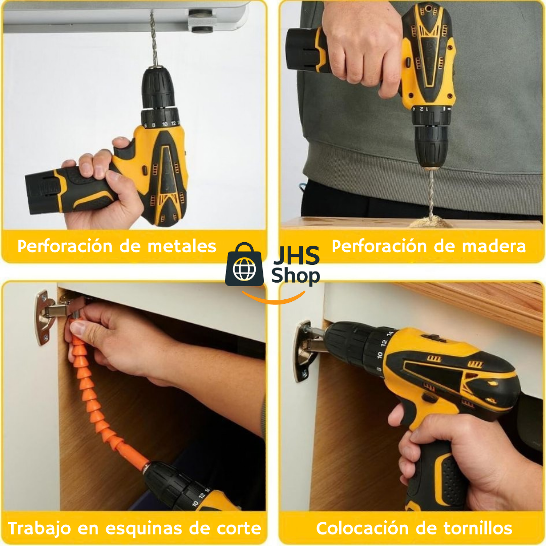 TALADRO AMARILLO 21v, incluye 2 baterías redondas. 🟡 🧰 🔩🪛🏡 ¡Facilita el trabajo y el mantenimiento del hogar!