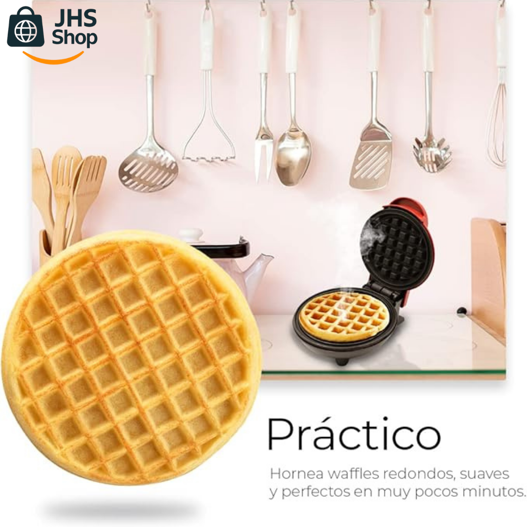MINI WAFLERA REDONDA. 🧇🍨😋 ¡Prepara ricos waffles de forma rápida y uniforme; y consiente a tus seres queridos!