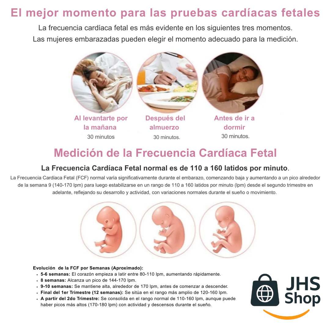 MONITOR DOPPLER DE LOS LATIDOS Y FRECUENCIA CARDIACA DEL BEBÉ. 🤰🏻💗✨ ¡Escucha y siente el latir del corazón de tu bebé!