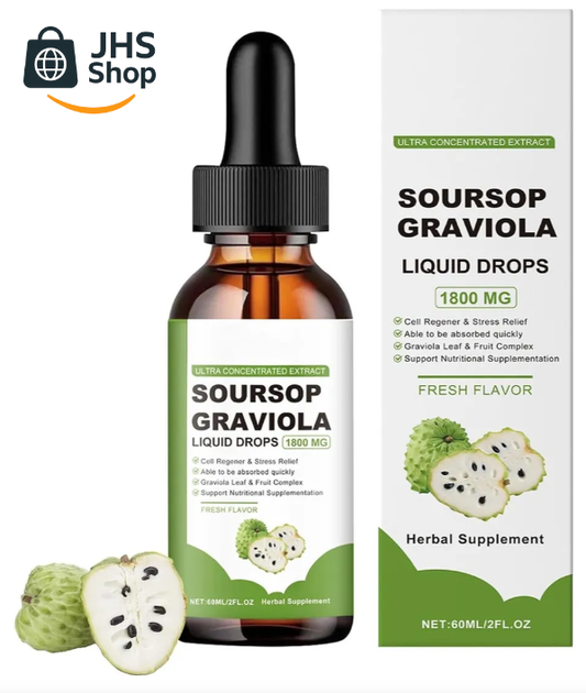 GOTAS ORGÁNICAS DE GUANÁBANA, para mejorar la digestión y fortalecer el sistema inmunológico.