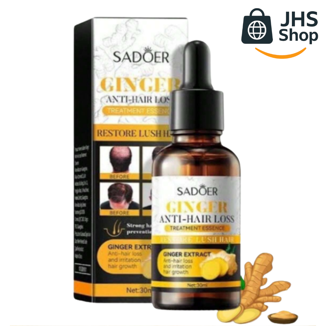SÉRUM DE JENGIBRE ANTI-CAÍDA DEL CABELLO Sadoer®. ¡Promueve el crecimiento y fortaleza de tu cabello!