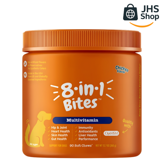 MULTIVITAMÍNICO 8 EN 1 PARA PERROS (Contiene: 90 masticables). 🐶 🐾 🧡 ¡Mejora la salud de tu peludito, fortaleciendo su sistema inmunológico y cardiovascular!