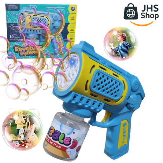 PISTOLA DE BURBUJAS BUBBLE GUN. ¡Crea un ambiente mágico y divertido en tus fiestas y reuniones!
