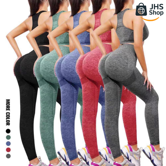 CONJUNTO DEPORTIVO MUJER 2 piezas (LEGGINS CINTURA ALTA + BRA CRUZADO). 🤸🏻‍♀️🦵🏼 🏃🏻‍♀️🍑 ¡Ideal para pilates o gym!