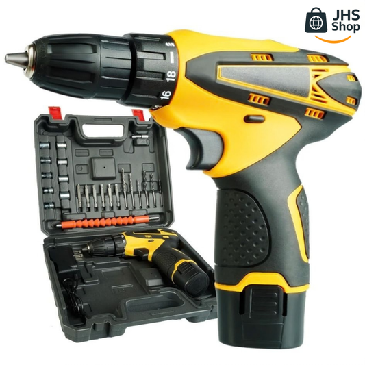 TALADRO AMARILLO 21v, incluye 2 baterías redondas. 🟡 🧰 🔩🪛🏡  ¡Facilita el trabajo y el mantenimiento del hogar!