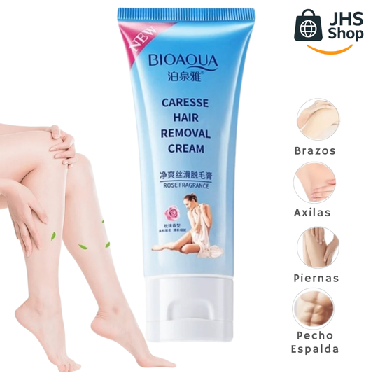 CREMA PARA DEPILAR Bioaqua® removedora de vello. 🧴🦵🏻🌺 ¡Piel suave, hidratada y libre de vello por más tiempo!