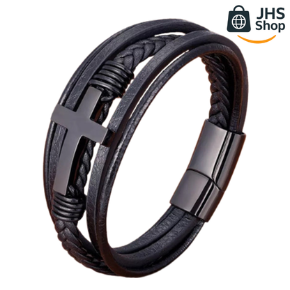 PULSERA DE CUERO CON CRUZ