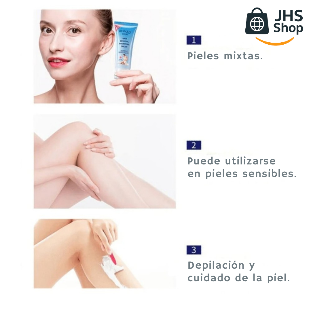 CREMA PARA DEPILAR Bioaqua® removedora de vello. 🧴🦵🏻🌺 ¡Piel suave, hidratada y libre de vello por más tiempo!
