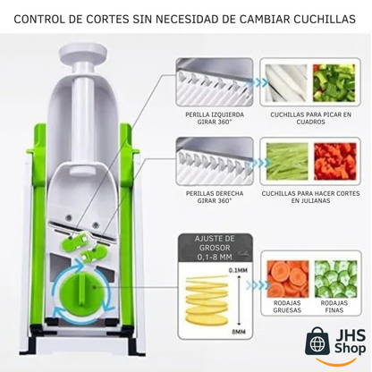 MANDOLINA CORTADOR DE FRUTAS Y VERDURAS MULTIFUNCIONAL. 👩🏻‍🍳 🥗 🥒 ¡Corta, rebana y ralla como un chef, sin esfuerzo!