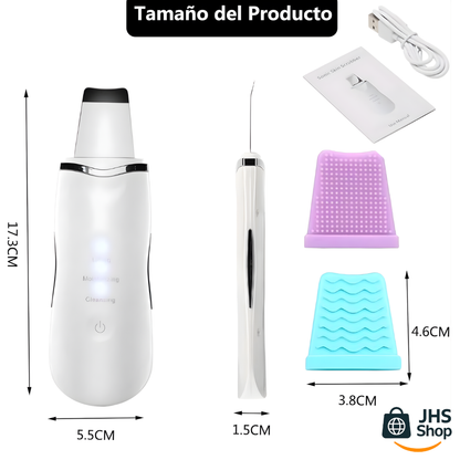 LIMPIADOR FACIAL ESPÁTULA PUNTOS NEGROS. 🧼👩🏻✨ ¡Limpia los puntos negros y logra un rostro radiante con el peeling facial ultrasónico!