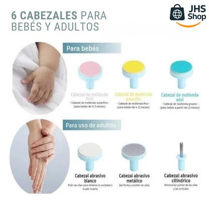 CORTA UÑAS ELÉCTRICO PARA BEBÉS Y PAPÁS. 👶🏻💅🏻✨ ¡Fácil de usar, seguro y eficiente para limar y cortar las uñas de tu bebé!