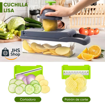 CORTADOR MULTIFUNCIONAL DE COCINA 12 en 1. 🥬 🥗 🥒 💚 👩🏻‍🍳 ¡Cocina y prepara tus platillos favoritos de forma más fácil y rápida!