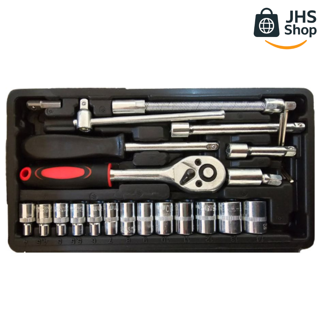 JUEGO DE HERRAMIENTAS LLAVES DE DADOS de 46 Piezas. 🧰 🗜️🔩 ¡Es perfecto para mejoras en el hogar, mecánica de autos, carpintería y construcción!
