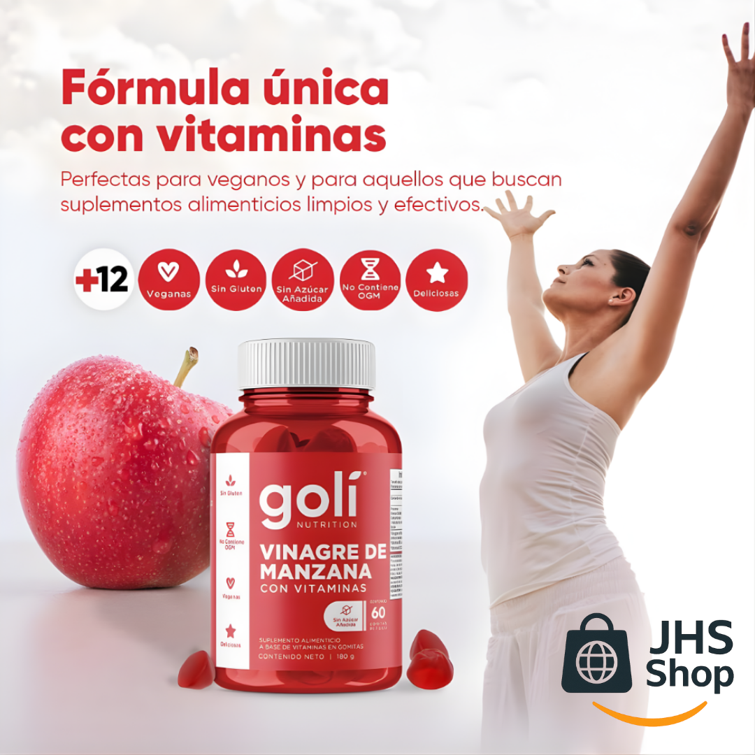SUPLEMENTO GOMITAS GOLI® DE VINAGRE DE MANZANA (60 gomas) 🍎. ¡Mejora tu salud digestiva, energía, control de peso y bienestar general!