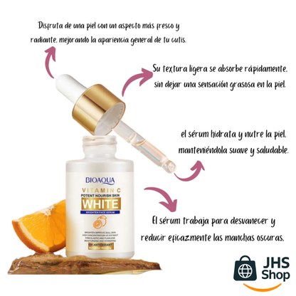 SÉRUM FACIAL ACLARANTE CON VITAMINA C Bioaqua® 30 ml. 🍊👱🏻‍♀️✨👌🏼 ¡Hidrata profundamente tu piel y aclara las manchas!