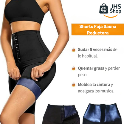 SHORT FAJA SAUNA REDUCTORA PARA MUJER. 👩🏻 🩳🔥 ¡Shorts térmicos con efecto sauna para adelgazar y moldear la cintura!