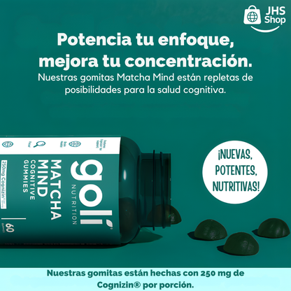 Suplemento Goli® Matcha Mind (60 gomas). 🟢 🌿 🧠 ¡Mejora tu enfoque, atención y salud cerebral!