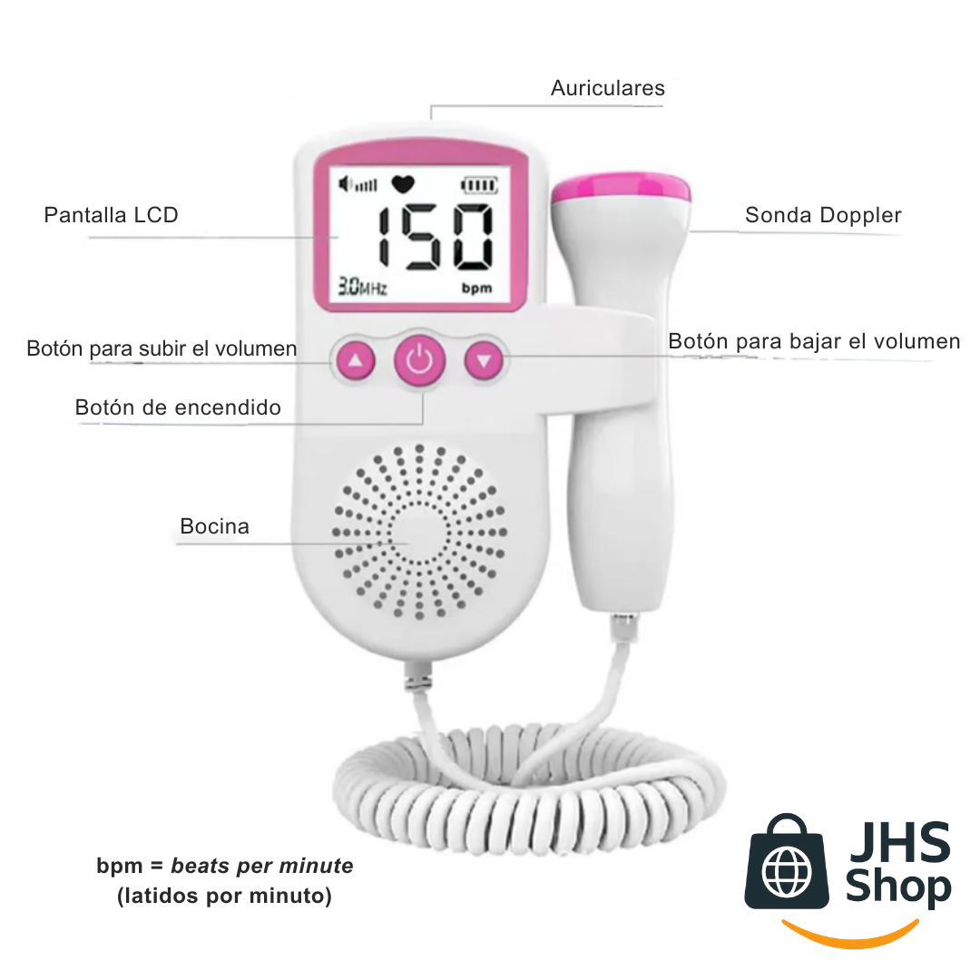 MONITOR DOPPLER DE LOS LATIDOS Y FRECUENCIA CARDIACA DEL BEBÉ. 🤰🏻💗✨ ¡Escucha y siente el latir del corazón de tu bebé!