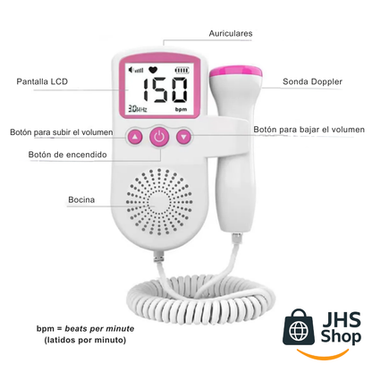 MONITOR DOPPLER DE LOS LATIDOS Y FRECUENCIA CARDIACA DEL BEBÉ. 🤰🏻💗✨ ¡Escucha y siente el latir del corazón de tu bebé!