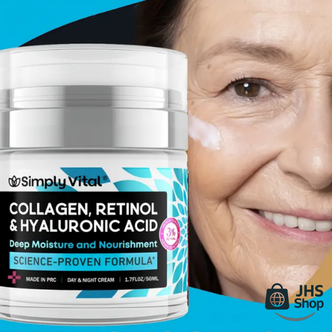 CREMA DE COLÁGENO, RETINOL Y ÁCIDO HIALURÓNICO SimplyVital®. ¡Poderosa terapia antienvejecimiento para tu piel!