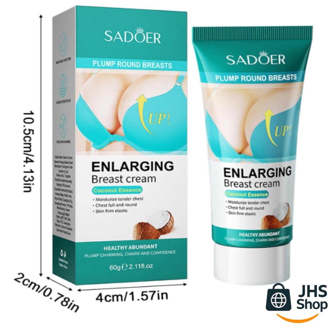 CREMA Sadoer® PARA AGRANDAR EL BUSTO. ¡Con su extracto de coco, hidrata y favorece el crecimiento del busto de forma natural!