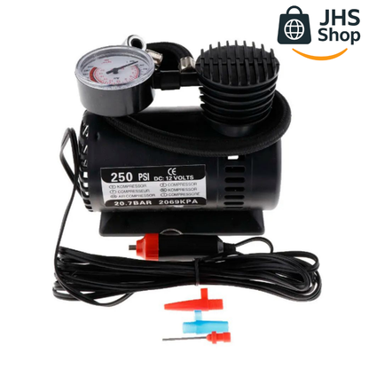 COMPRESOR DE AIRE PARA INFLAR LLANTAS, BALONES, GLOBOS y/o COLCHONES DE AIRE, 12V. 🏀 ⚽ 🚲 🏍️ 🚗 🛻 🚛 ¡Ahorra tiempo y esfuerzo!
