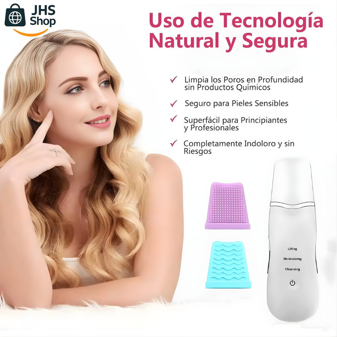 LIMPIADOR FACIAL ESPÁTULA PUNTOS NEGROS. 🧼👩🏻✨ ¡Limpia los puntos negros y logra un rostro radiante con el peeling facial ultrasónico!