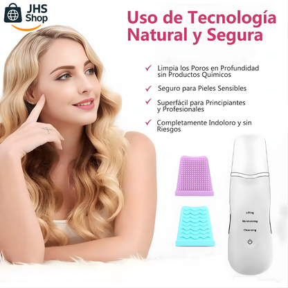 LIMPIADOR FACIAL ESPÁTULA PUNTOS NEGROS. 🧼👩🏻✨ ¡Limpia los puntos negros y logra un rostro radiante con el peeling facial ultrasónico!