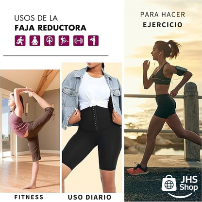 SHORT FAJA SAUNA REDUCTORA PARA MUJER. 👩🏻 🩳🔥 ¡Shorts térmicos con efecto sauna para adelgazar y moldear la cintura!