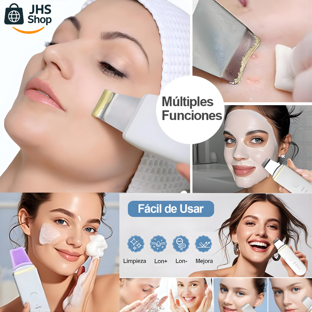 LIMPIADOR FACIAL ESPÁTULA PUNTOS NEGROS. 🧼👩🏻✨ ¡Limpia los puntos negros y logra un rostro radiante con el peeling facial ultrasónico!