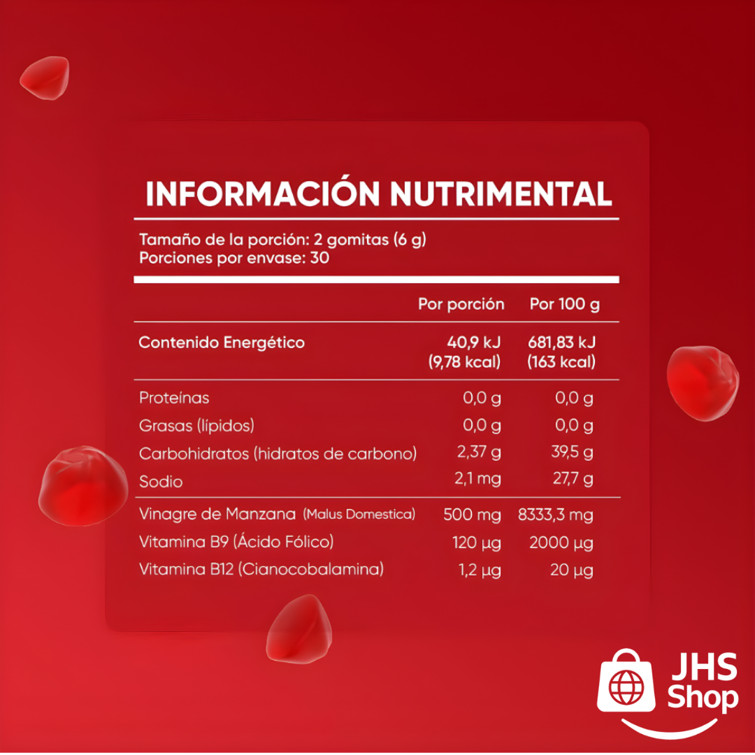 SUPLEMENTO GOMITAS GOLI® DE VINAGRE DE MANZANA (60 gomas) 🍎. ¡Mejora tu salud digestiva, energía, control de peso y bienestar general!