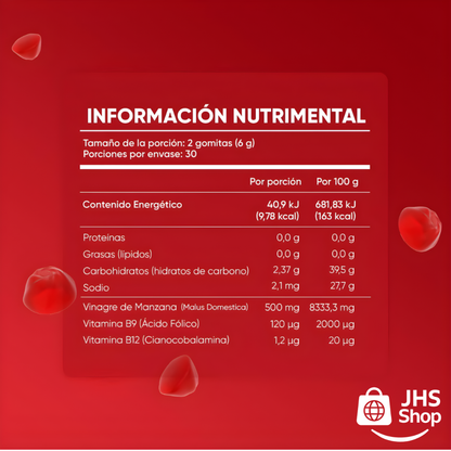 SUPLEMENTO GOMITAS GOLI® DE VINAGRE DE MANZANA (60 gomas) 🍎. ¡Mejora tu salud digestiva, energía, control de peso y bienestar general!