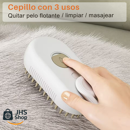 CEPILLO PARA MASCOTAS 3 en 1. 🐶 😺 ¡Cepilla y consiente a tu peludo con un masaje-spa de vapor!