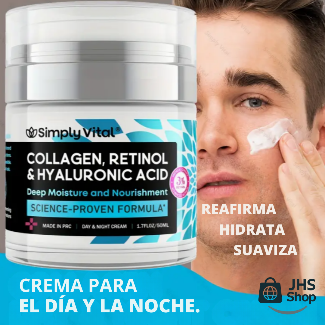 CREMA DE COLÁGENO, RETINOL Y ÁCIDO HIALURÓNICO SimplyVital®. ¡Poderosa terapia antienvejecimiento para tu piel!