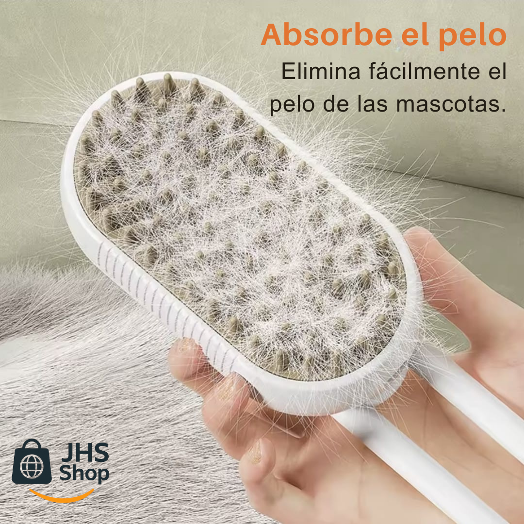 CEPILLO PARA MASCOTAS 3 en 1. 🐶 😺 ¡Cepilla y consiente a tu peludo con un masaje-spa de vapor!