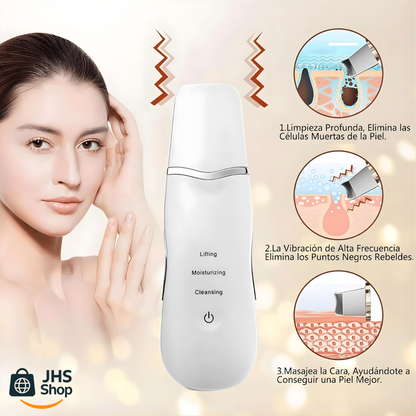 LIMPIADOR FACIAL ESPÁTULA PUNTOS NEGROS. 🧼👩🏻✨ ¡Limpia los puntos negros y logra un rostro radiante con el peeling facial ultrasónico!