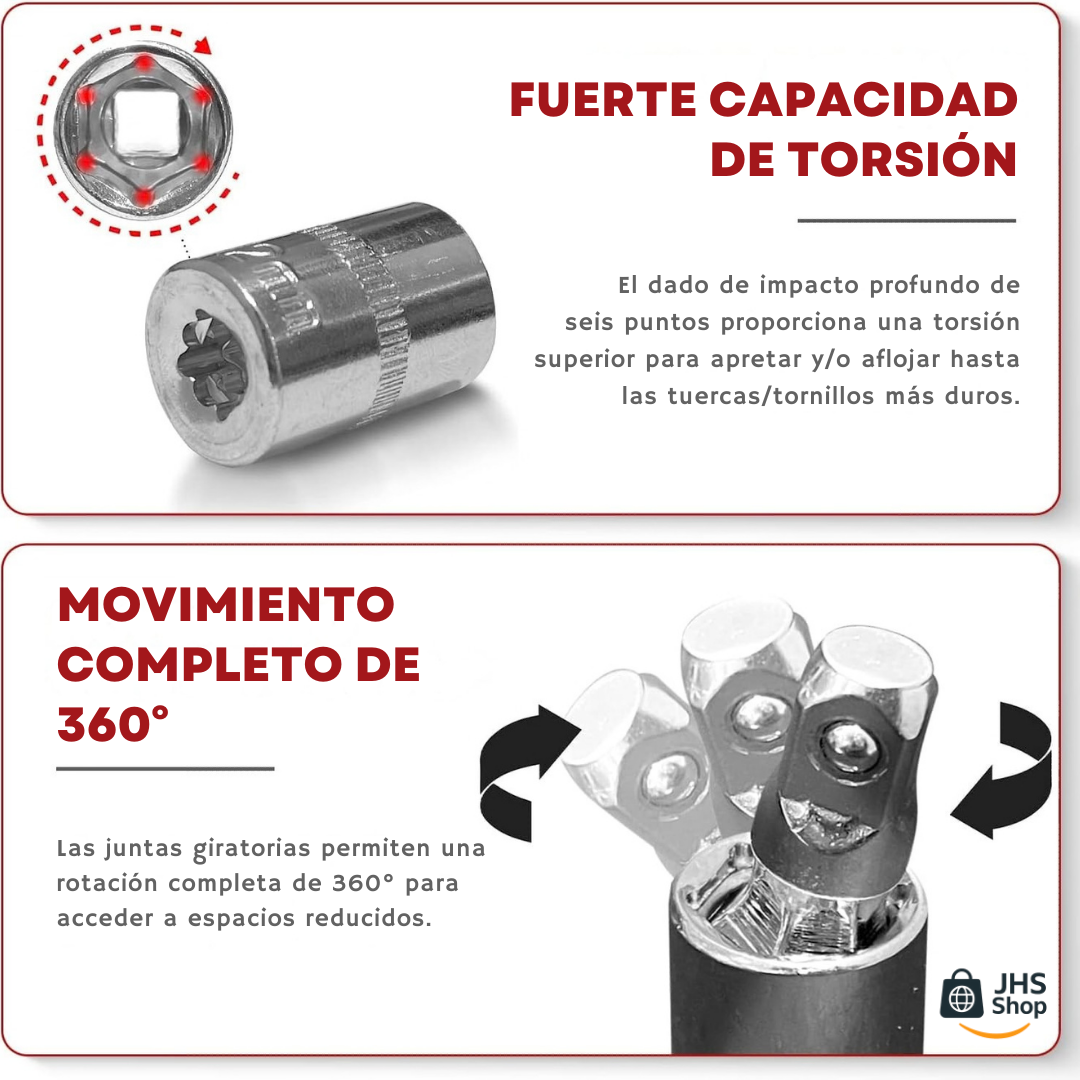 JUEGO DE HERRAMIENTAS LLAVES DE DADOS de 46 Piezas. 🧰 🗜️🔩 ¡Es perfecto para mejoras en el hogar, mecánica de autos, carpintería y construcción!
