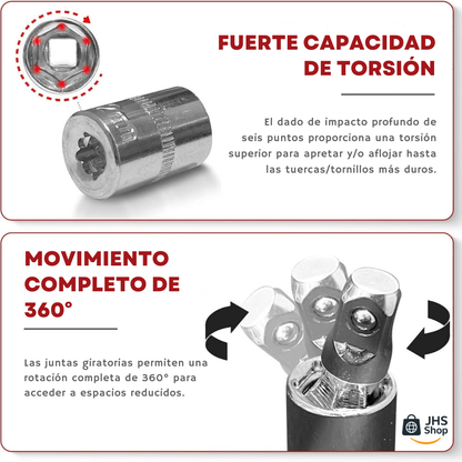 JUEGO DE HERRAMIENTAS LLAVES DE DADOS de 46 Piezas. 🧰 🗜️🔩 ¡Es perfecto para mejoras en el hogar, mecánica de autos, carpintería y construcción!