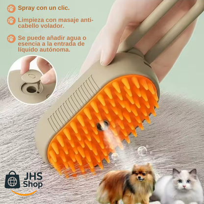 CEPILLO PARA MASCOTAS 3 en 1. 🐶 😺 ¡Cepilla y consiente a tu peludo con un masaje-spa de vapor!