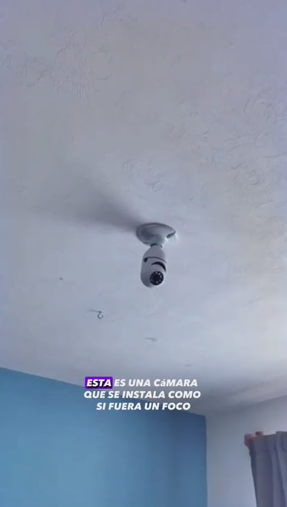 CÁMARA FOCO DE SEGURIDAD Y VIGILANCIA VISIÓN 360º grados . 📹💡🕵🏻 ¡Se conecta a Wi-Fi para que vigiles en tiempo real desde tu celular! 📲