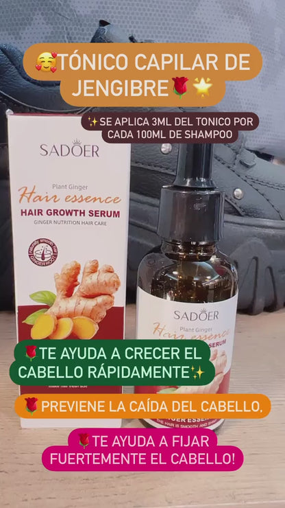 SÉRUM DE JENGIBRE ANTI-CAÍDA DEL CABELLO Sadoer®. ¡Promueve el crecimiento y fortaleza de tu cabello!