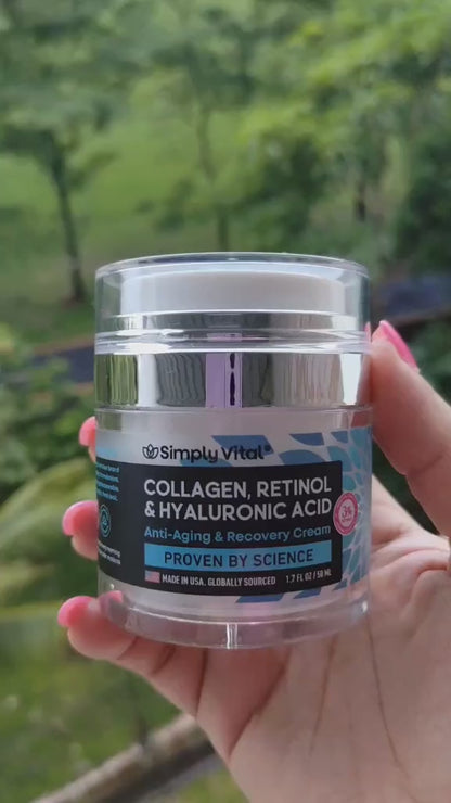 CREMA DE COLÁGENO, RETINOL Y ÁCIDO HIALURÓNICO SimplyVital®. ¡Poderosa terapia antienvejecimiento para tu piel!