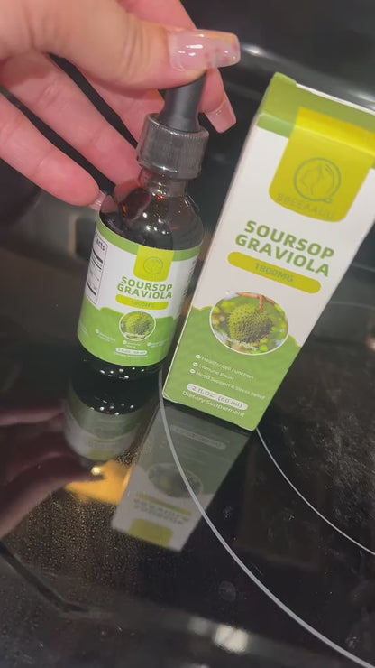 GOTAS ORGÁNICAS DE GUANÁBANA, para mejorar la digestión y fortalecer el sistema inmunológico.