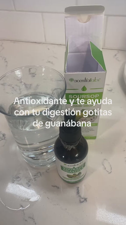 GOTAS ORGÁNICAS DE GUANÁBANA, para mejorar la digestión y fortalecer el sistema inmunológico.