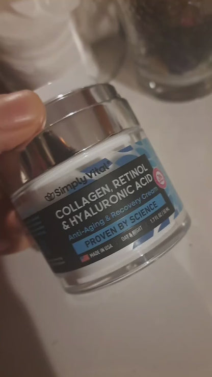 CREMA DE COLÁGENO, RETINOL Y ÁCIDO HIALURÓNICO SimplyVital®. ¡Poderosa terapia antienvejecimiento para tu piel!