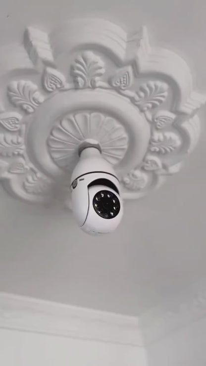 CÁMARA FOCO DE SEGURIDAD Y VIGILANCIA VISIÓN 360º grados . 📹💡🕵🏻 ¡Se conecta a Wi-Fi para que vigiles en tiempo real desde tu celular! 📲