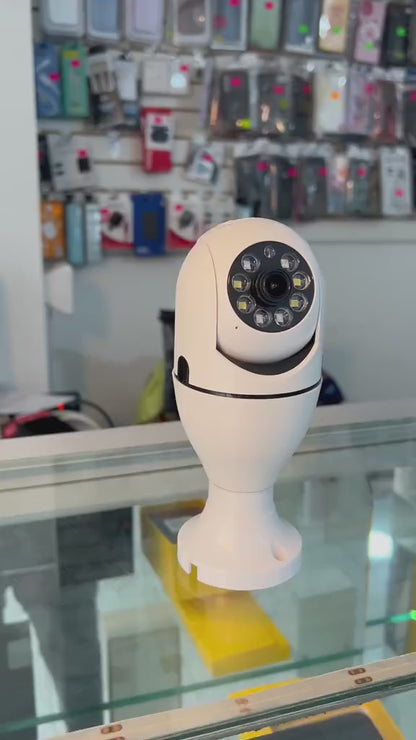 CÁMARA FOCO DE SEGURIDAD Y VIGILANCIA VISIÓN 360º grados . 📹💡🕵🏻 ¡Se conecta a Wi-Fi para que vigiles en tiempo real desde tu celular! 📲