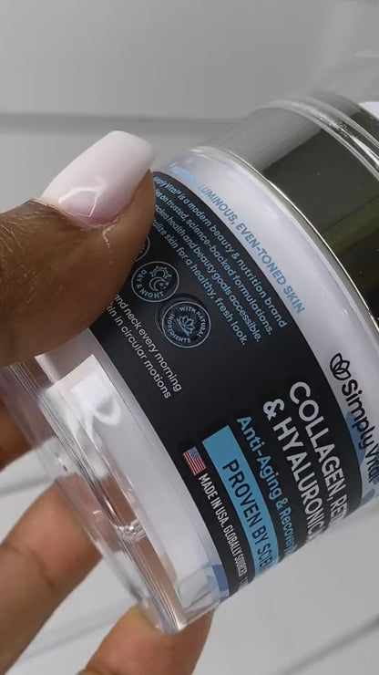 CREMA DE COLÁGENO, RETINOL Y ÁCIDO HIALURÓNICO SimplyVital®. ¡Poderosa terapia antienvejecimiento para tu piel!
